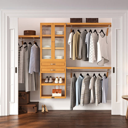 Solid Wood Closet Organizer with 2 Drawers and Doors Modern - John Louis Home - Closet Organizers