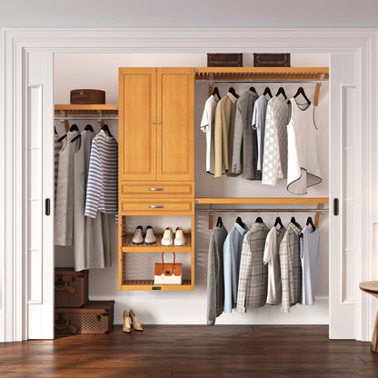 Solid Wood Closet Organizer with 2 Drawers and Doors Modern - John Louis Home - Closet Organizers
